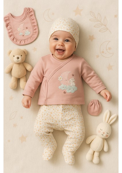 Kız Bebek Yenidoğan 0-3 Ay Gece Temalı 10LU Hastane Çıkışı & Zıbın Seti