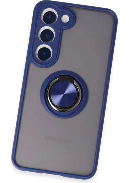 Samsung Galaxy S23 Kılıf Montreal Yüzüklü Silikon Kapak - Lacivert modelleri