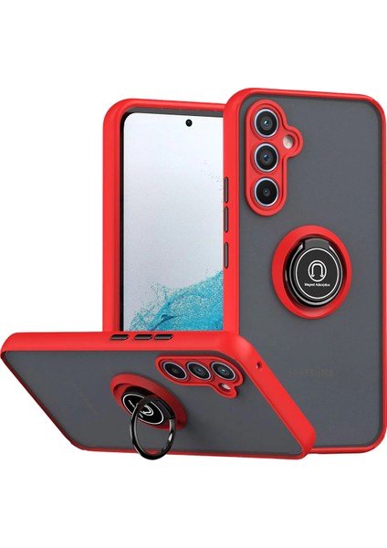 Samsung Galaxy A17 Uyumlu Kamera Koruma Çıkıntılı Yüzüklü Stand Olma Özellikli Kılıf
