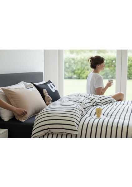 Nevresim Takımı Çift Kişilik Funny Kolay Ütülenir Siyah-Kahve