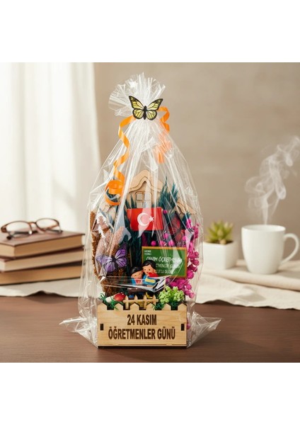Mini Okul Saksı Hediye Sepeti - Öğretmenler Günü Hediyesi indirimleri