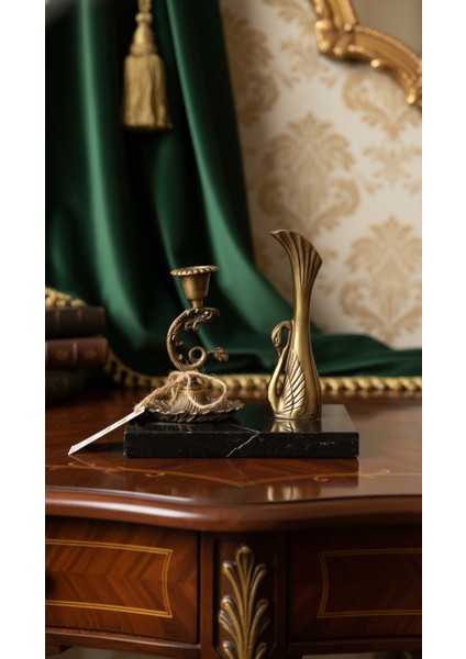 El Yapımı Mermer Taşlı Bronz Desenli Obje