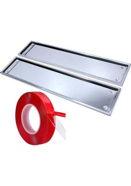 Araba Plakalık Sac Metal Krom Nikelaj Plaka Altlığı Paslanmaz 1 Takım 2 Adet +Çift Taraflı Bant