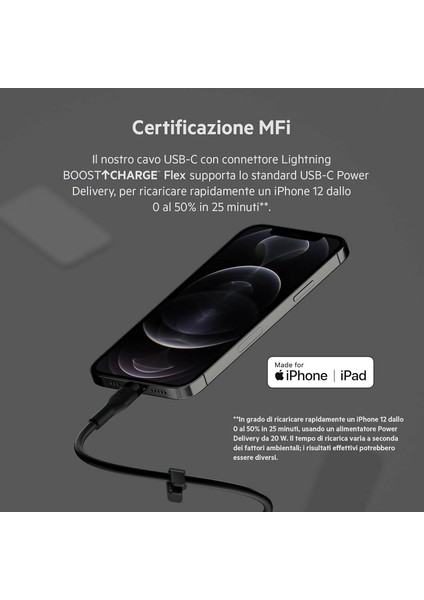Boostcharge Flex Silikon USB Tip C - Yıldırım Kablosu (3M/10FT), Mfi Sertifikalı 20W Hızlı Şa fiyatları
