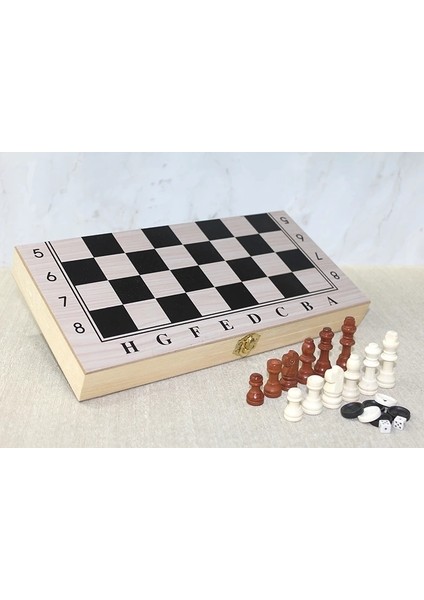 Ahşap Kutulu Satranç ve Tavla Seti ALK4022