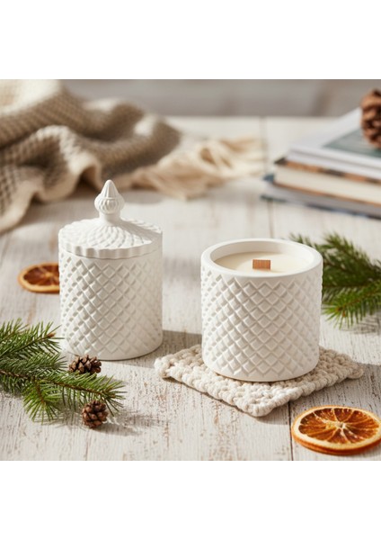 Yoğun Çam Kokulu, Hediyelik Bohem Dekoratif Beton El Yapımı Vegan Soya Wax Mum (250 Gr) 🌲 fırsatları