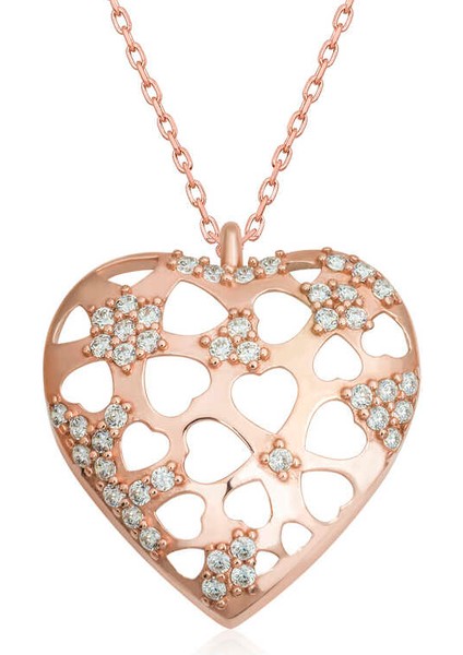 925 Ayar Gümüş Bombeli Kalp Kadın Gümüş Kolye T6591 (972972)