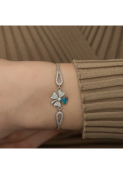 925 Ayar Gümüş Nazarlı Yonca Bileklik T5247 (972972) fiyatları