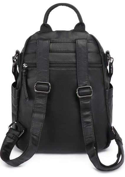 Barcelona Orta Boy Çok Cepli Omuz Askılı Spor ve Günlük Kadın Sırt Çantası Siyah modelleri