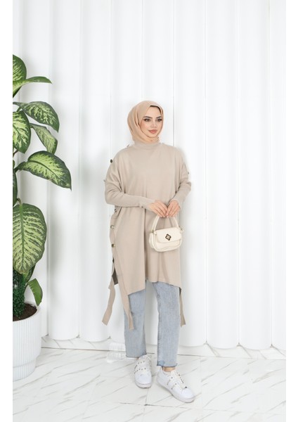 Düğme Detaylı Merserize Tunik fiyatları