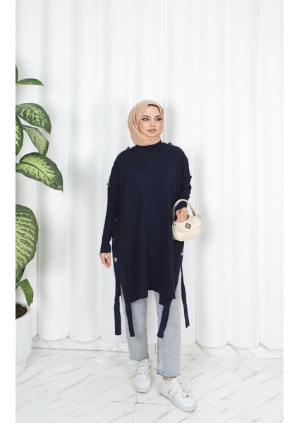 Düğme Detaylı Merserize Tunik fiyatları