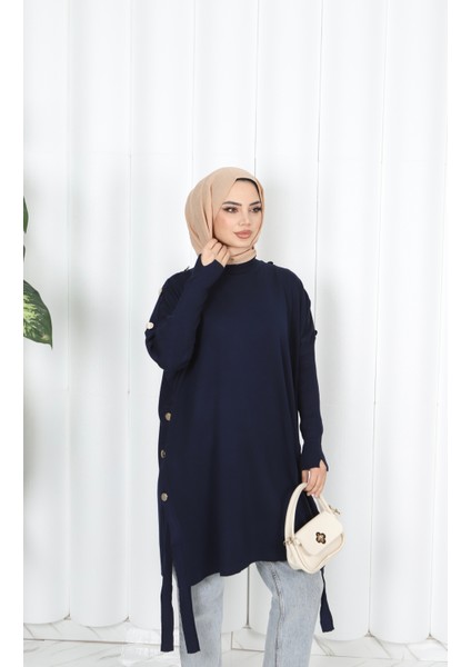 Düğme Detaylı Merserize Tunik modelleri