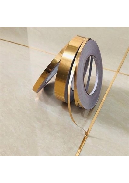 50 Metre Fayans Arası Şerit Dekoratif Yapışkan Renkli Dekor Su Geçirmez Sızdırmaz Altın Bant