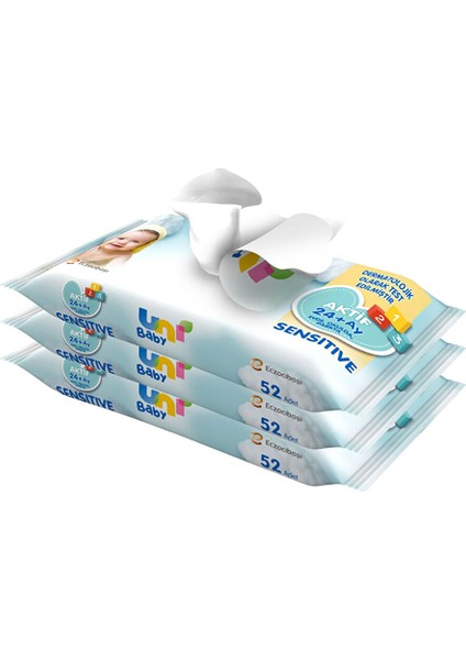 Aktif Sensitive Bebek Islak Mendil 24+ Ay 3X52 Adet (2 Adet) fiyatları