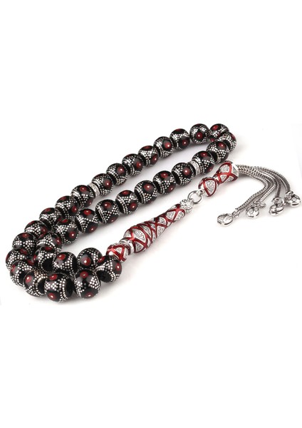 Küre Kesim Erzurum Oltu Taşı 925 Ayar Gümüş Püsküllü