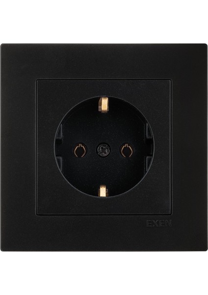 Metalik Siyah Topraklı Priz Çerçeveli