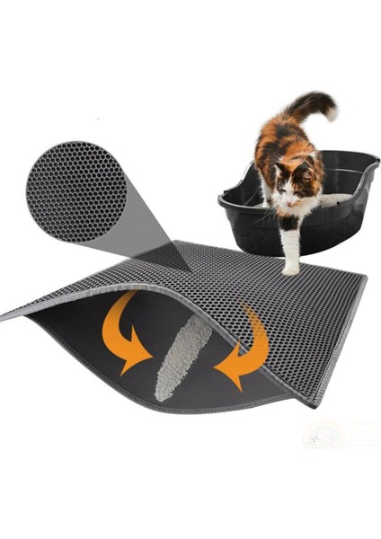 Kedi Tuvalet Önü Kum Toplayıcı Temizleyici Elekli Gri Paspas (5224)