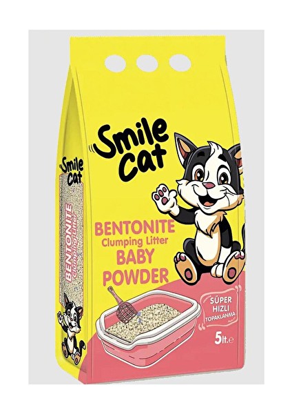 Kedi Kumu Bentonit 5 Lt Bebek Pudralı (5 Adet)
