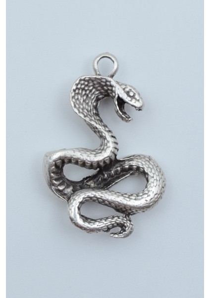 Kobra Yılan Gümüş Kaplama Kolye Ucu