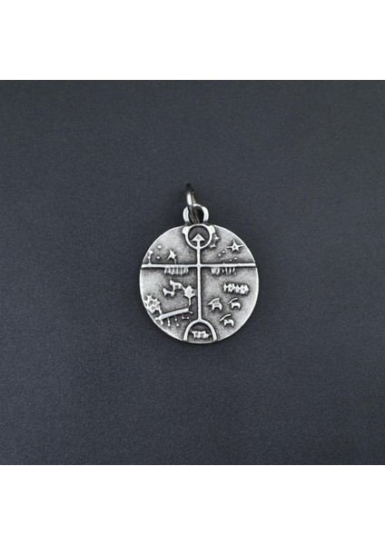 Türk Kam - Şaman Davulu Gümüş Kaplama Kolye Ucu