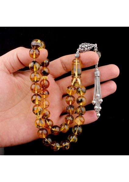 Fosil Damla Kehribar Tesbih 925 Ayar Fizyon Model Gümüş Püsküllü Tesbih fiyatları