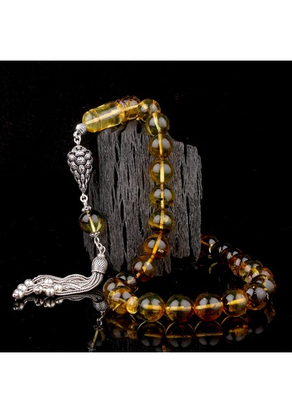 Fosil Damla Kehribar Tesbih 925 Ayar Fizyon Model Gümüş Püsküllü Tesbih fırsatları