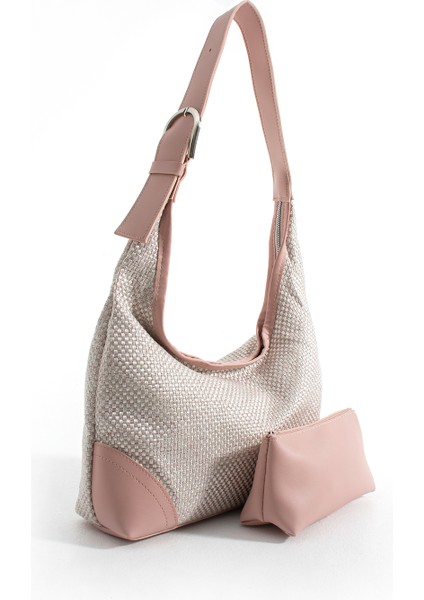 Dore Hasır Örgülü Deri Sap Detaylı ve Yavrulu Kadın Omuz Çantası