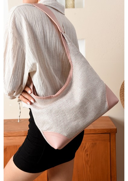 Dore Hasır Örgülü Deri Sap Detaylı ve Yavrulu Kadın Omuz Çantası modelleri