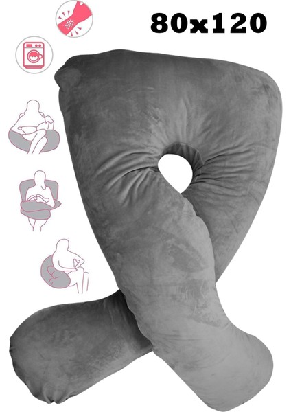 Hamile Yastığı Gri (80X120) 2 Adet