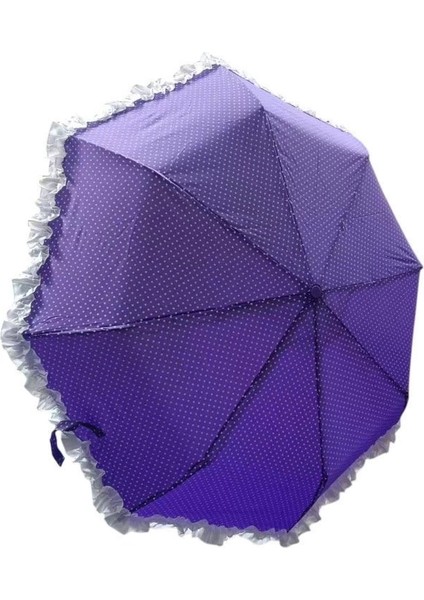 TK-3665 Katlanır Otomatik Şemsiye 8 Telli Desenli Fırfırlı