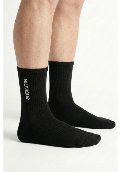 Erkek Supima Pamuklu Siyah Yarım Havlu Dikişsiz Spor Çorabı modelleri