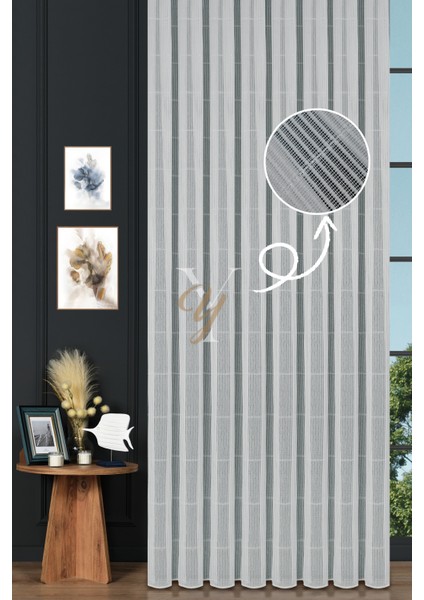 5033 Tül Perde V-Gümüş Simli