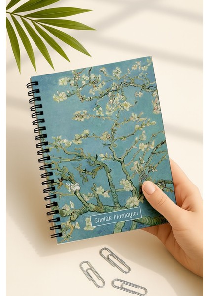 Günlük Planlayıcı A5 Defter, Notlar, Yapılacaklar, Esnek Karton Kapaklı, 100 Günlük, Badem Ağacı