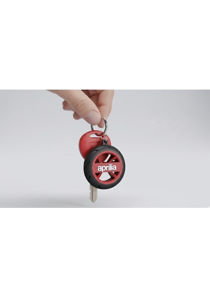 Aprilia Logolu Özel Tasarım Lastik Detaylı Motosiklet Anahtarlığı