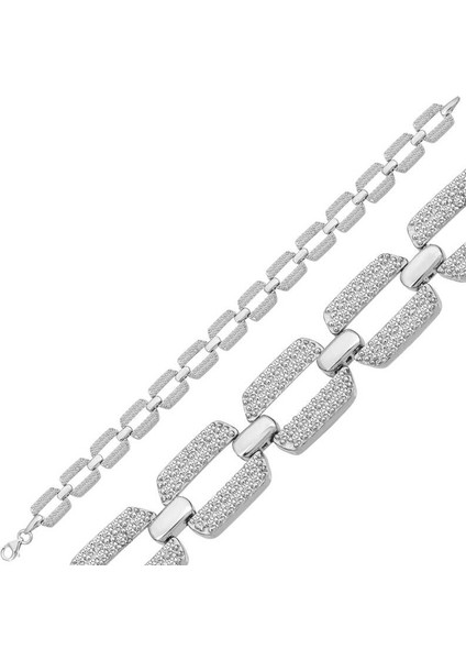 925 Ayar Gümüş Zirkon Taşlı Kadın Bileklik T6962 (972972)