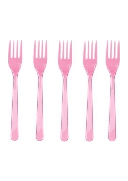 25 Adet Plastik Çatal Pembe