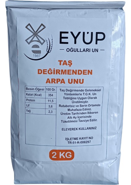 Eyüp Oğulları Arpa Unu 2 kg – Doğal, Katkısız, Yüksek Lifli