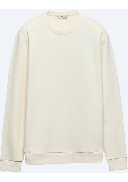 Ekru Bisiklet Yaka Sweatshırt