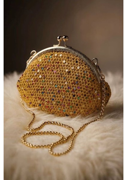 ✨ El Yapımı Işıltı Pullu Örgü Portföy Çanta ✨