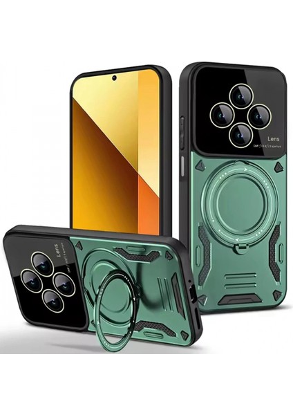 Ieg Xiaomi Redmi 14C Kılıf Joy Lens Standlı Kapak - Koyu Yeşil