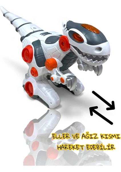Kumandalı Full Fonksiyon Kolları ve Ağzı Hareketli Dinoforce Işıklı Yürüyebilen Robot Dinazor 25 cm modelleri