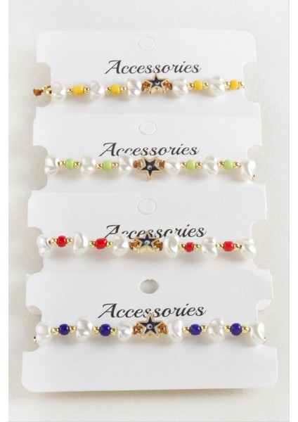 Ieg Deniz Yıldızı Boncuk Inci Makrome Ip Bileklik