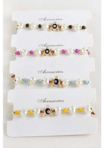 Ieg Kaplumbağa Boncuk Inci Makrome Ip Bileklik