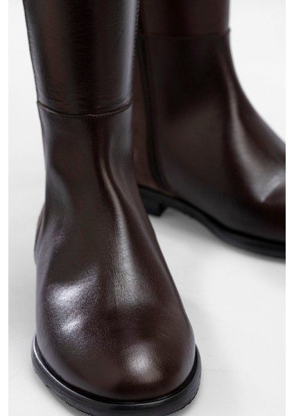 Süet Şerit Detaylı Kahverengi Hakiki Deri Kadın Çizme fiyatları