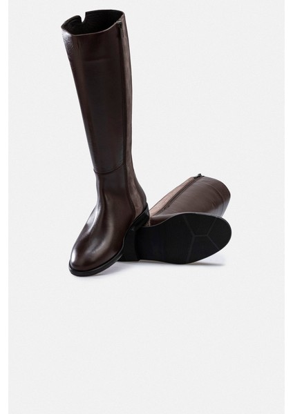 Süet Şerit Detaylı Kahverengi Hakiki Deri Kadın Çizme modelleri