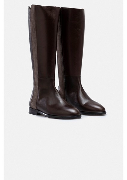 Süet Şerit Detaylı Kahverengi Hakiki Deri Kadın Çizme fırsatları