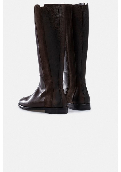 Süet Şerit Detaylı Kahverengi Hakiki Deri Kadın Çizme indirimleri