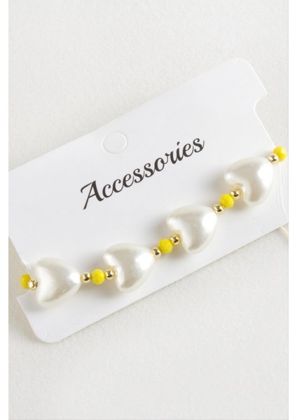 Ieg Kalp Inci Kristal Makrome Ip Bileklik