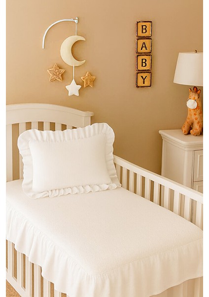 Bebek Beşik Nevresim Seti– %100 Pamuk Yumuşak Bebek Yatak Örtüsü & Fırfırlı Içi Dolgulu Yastık