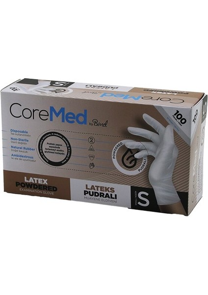 Coremed Bimel S Beden Pudralı Muayene Eldiveni 100LÜ (4887)